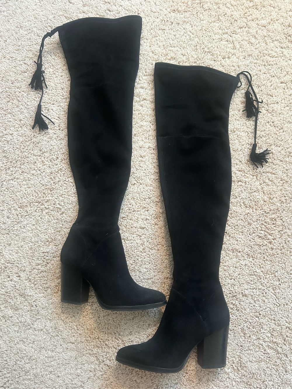 Marc Fisher LTD Black Suede Over-the-Knee Block Heel Boots